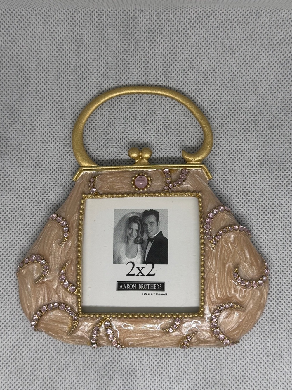 Vintage Style Aaron Brothers 2"x2" Handbag Picture Frame Rhinestone Accents